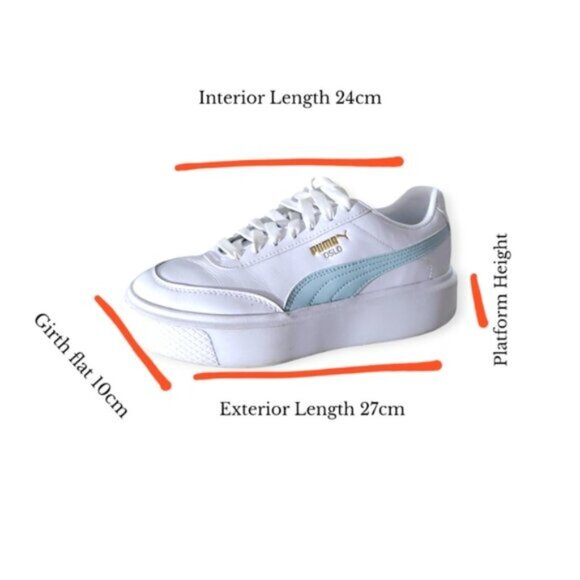 PUMA OSLO MAJA White + Mint Blue Platform Sneakers - Picture 16 of 16